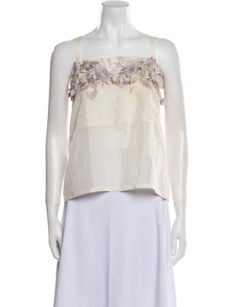 Dries Van Noten Silk Square Neckline Crop Top