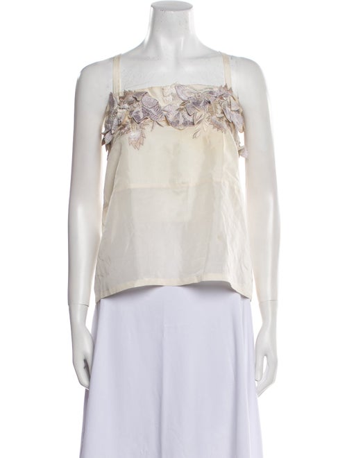Dries Van Noten Silk Square Neckline Crop Top