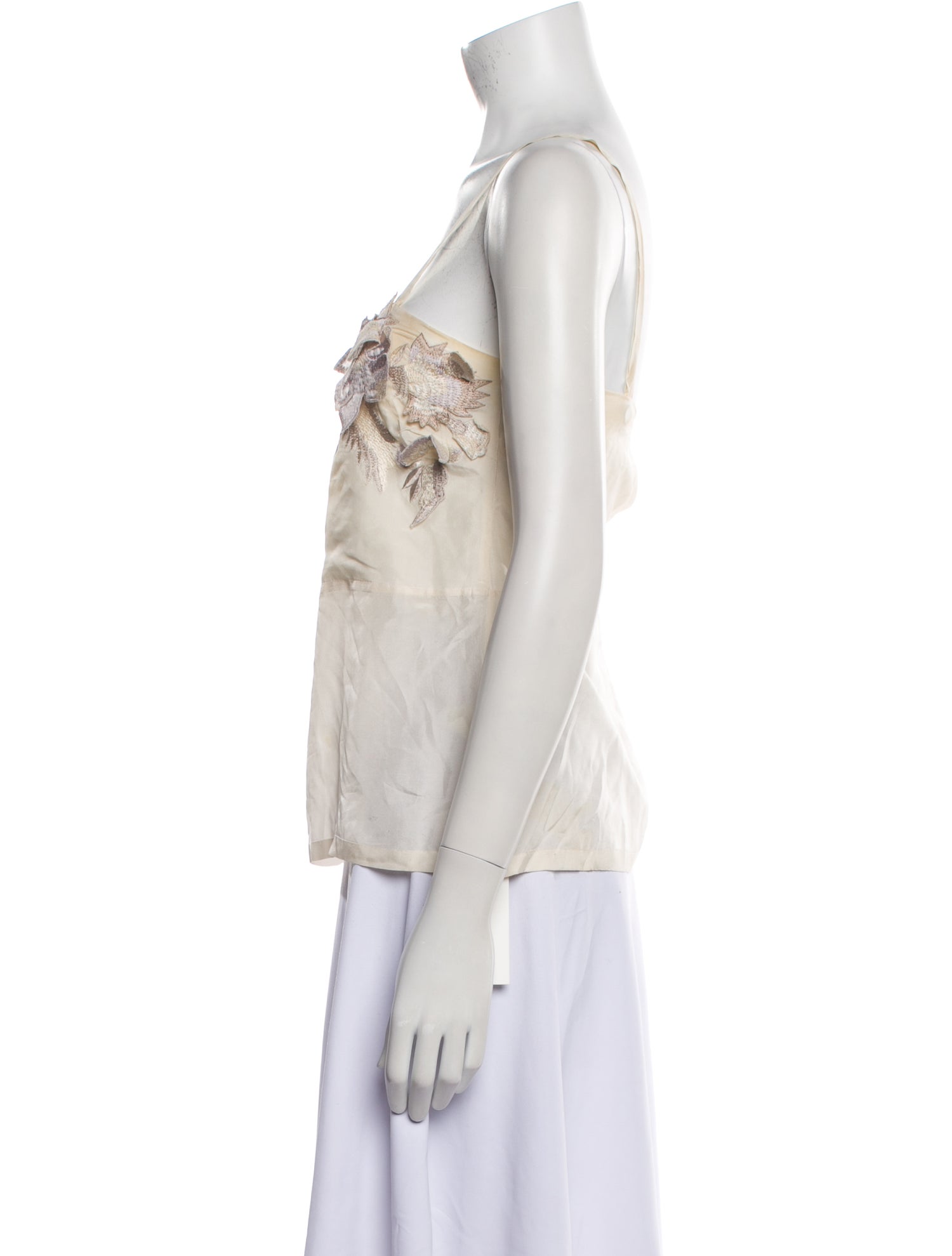 Dries Van Noten Silk Square Neckline Crop Top