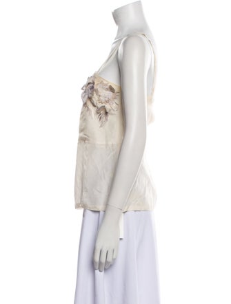 Dries Van Noten Silk Square Neckline Crop Top