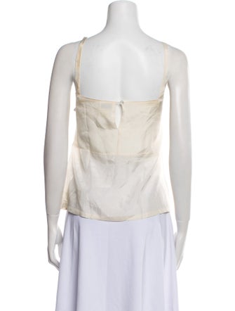 Dries Van Noten Silk Square Neckline Crop Top