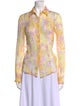 Dries Van Noten Silk Floral Print Button-Up Top