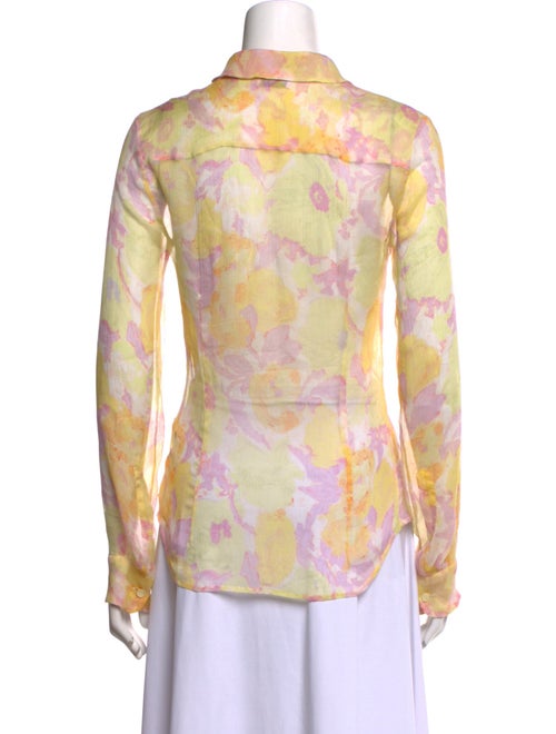 Dries Van Noten Silk Floral Print Button-Up Top