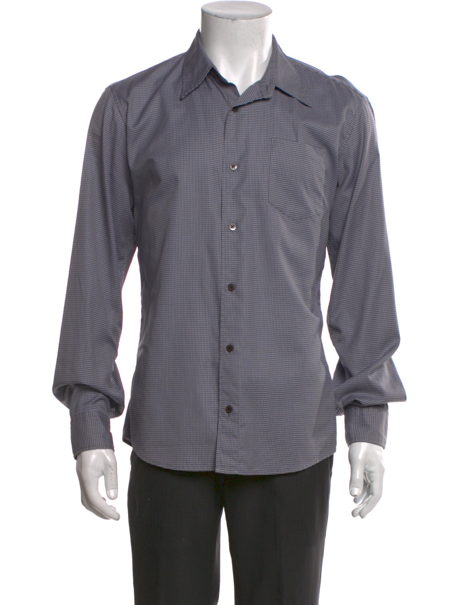 Dries Van Noten Houndstooth Print Long Sleeve Dress Shirt