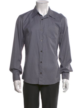 Dries Van Noten Houndstooth Print Long Sleeve Dress Shirt