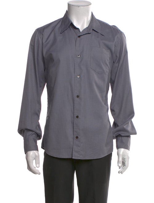 Dries Van Noten Houndstooth Print Long Sleeve Dress Shirt