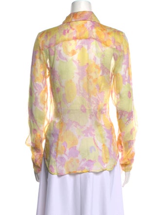 Dries Van Noten Silk Floral Print Button-Up Top