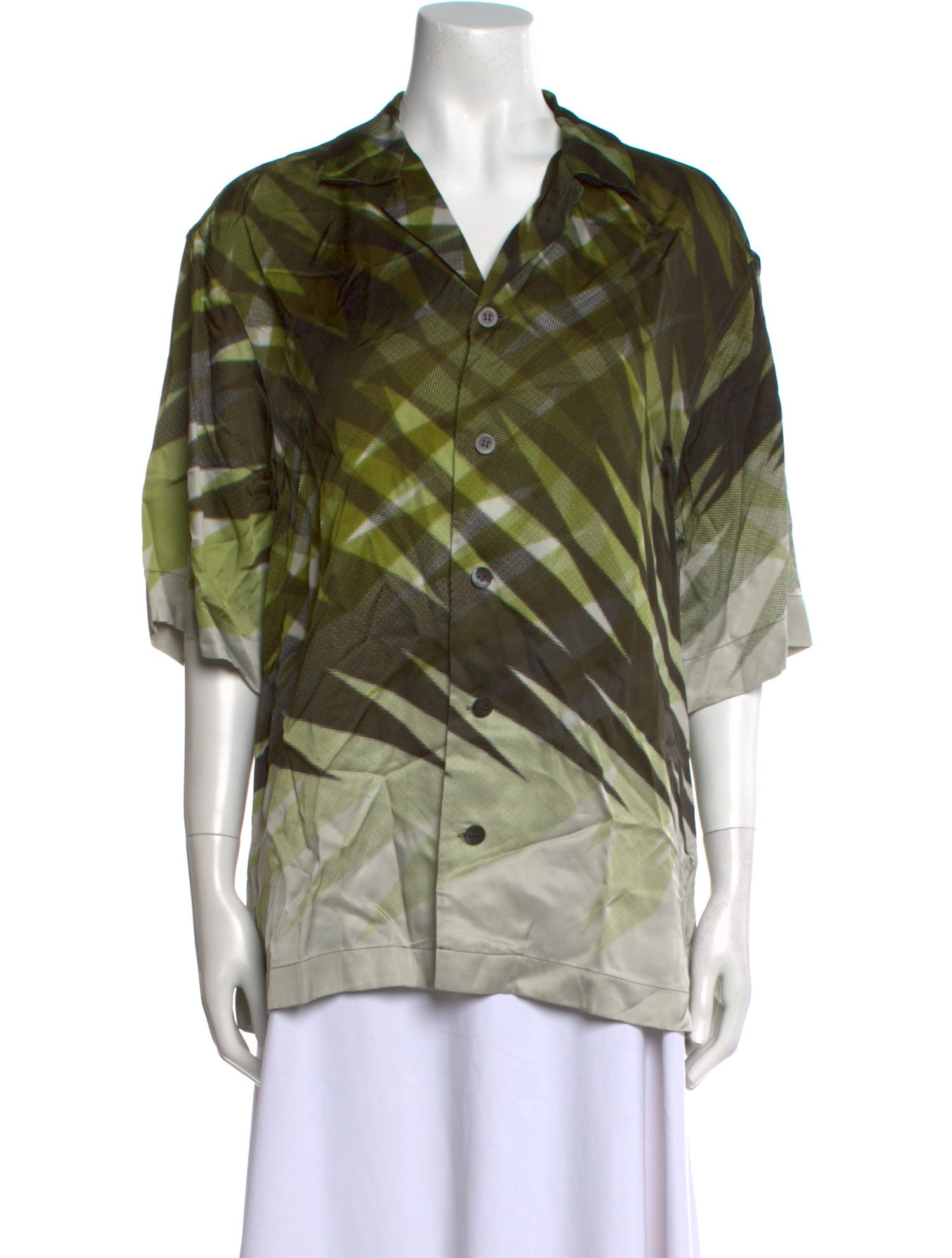 Dries Van Noten Printed Short Sleeve Button-Up Top