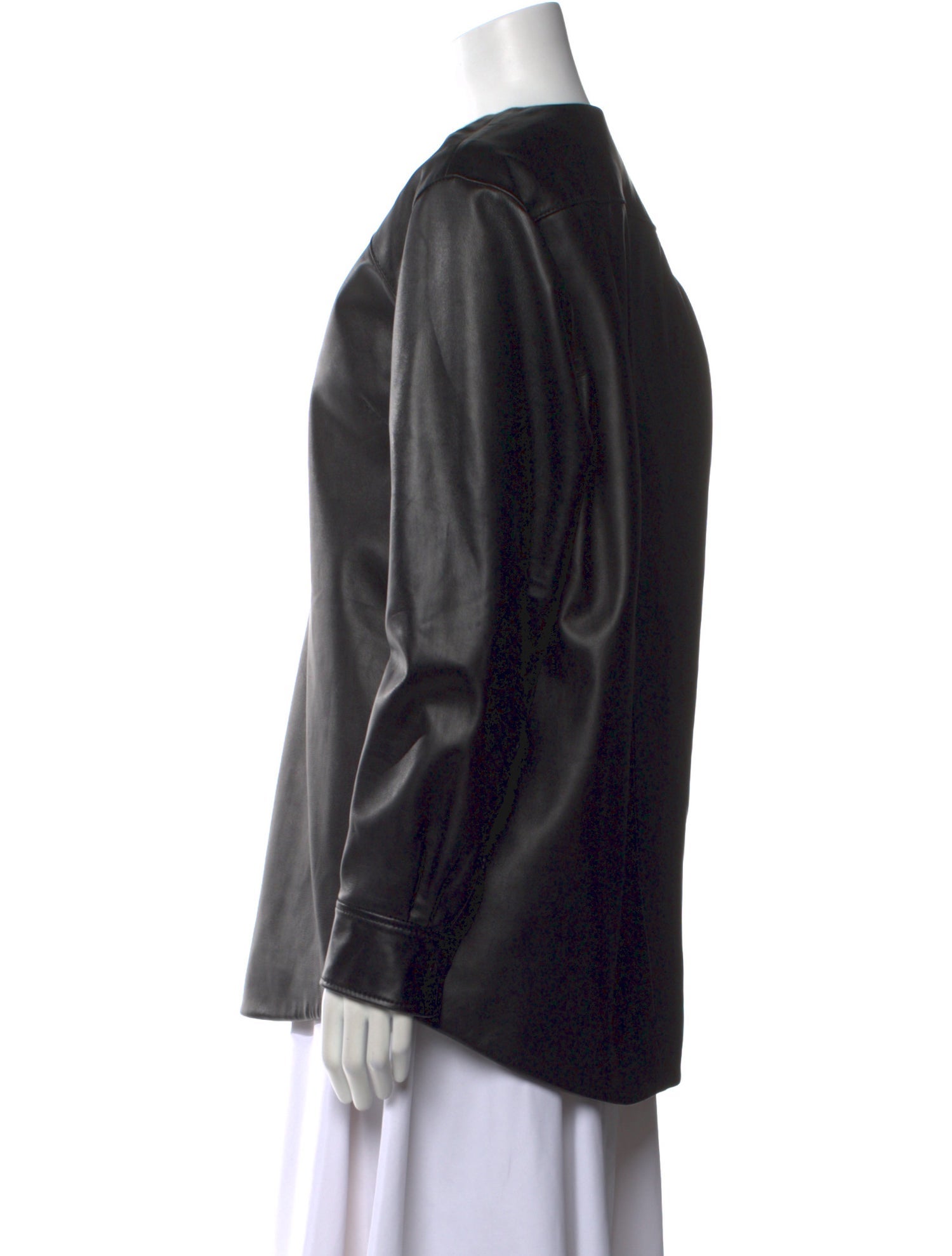 Dries Van Noten Leather V-Neck Blouse