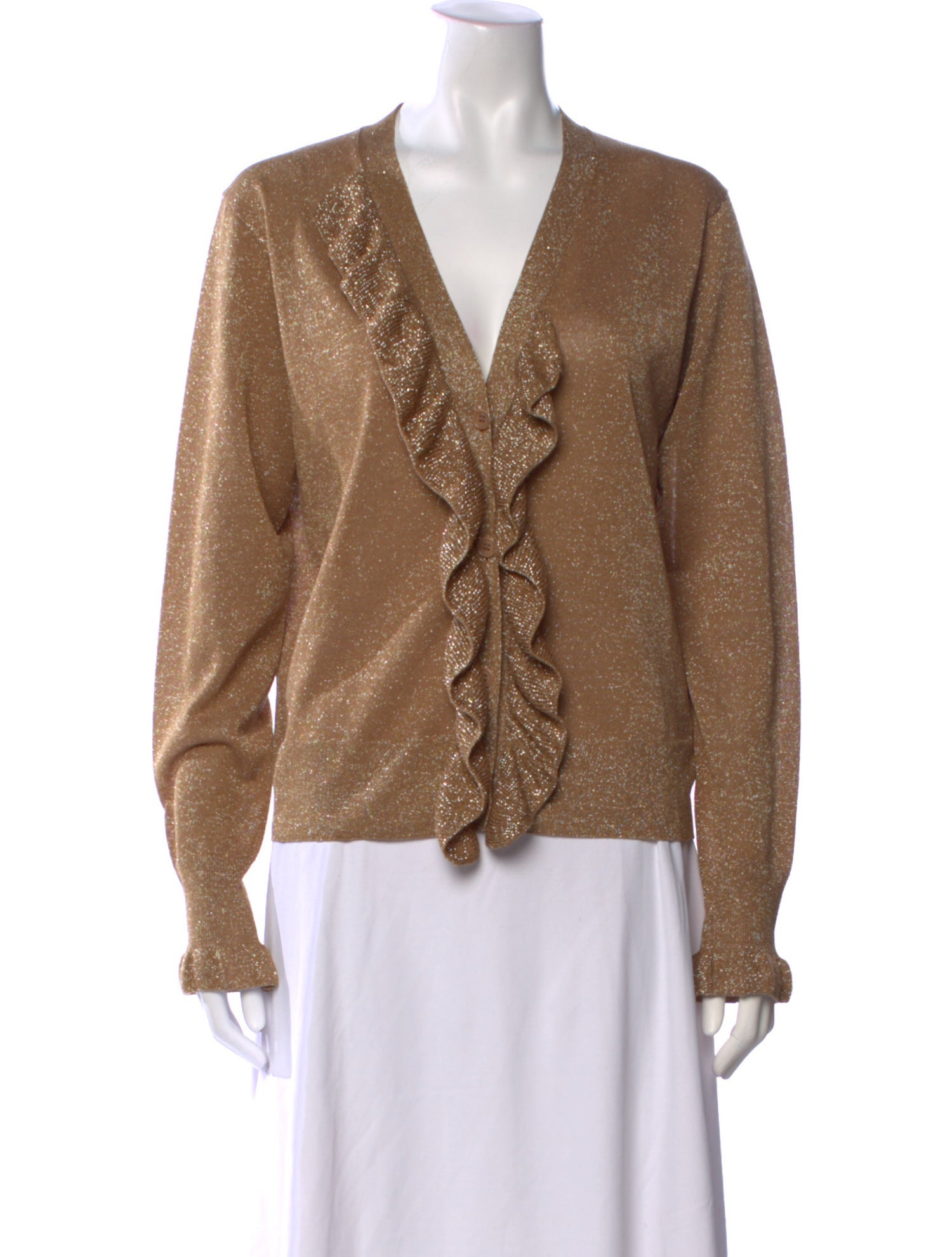 Dries Van Noten Merino Wool V-Neck Button-Up Top