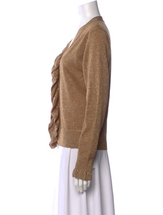 Dries Van Noten Merino Wool V-Neck Button-Up Top