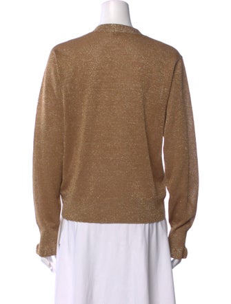 Dries Van Noten Merino Wool V-Neck Button-Up Top