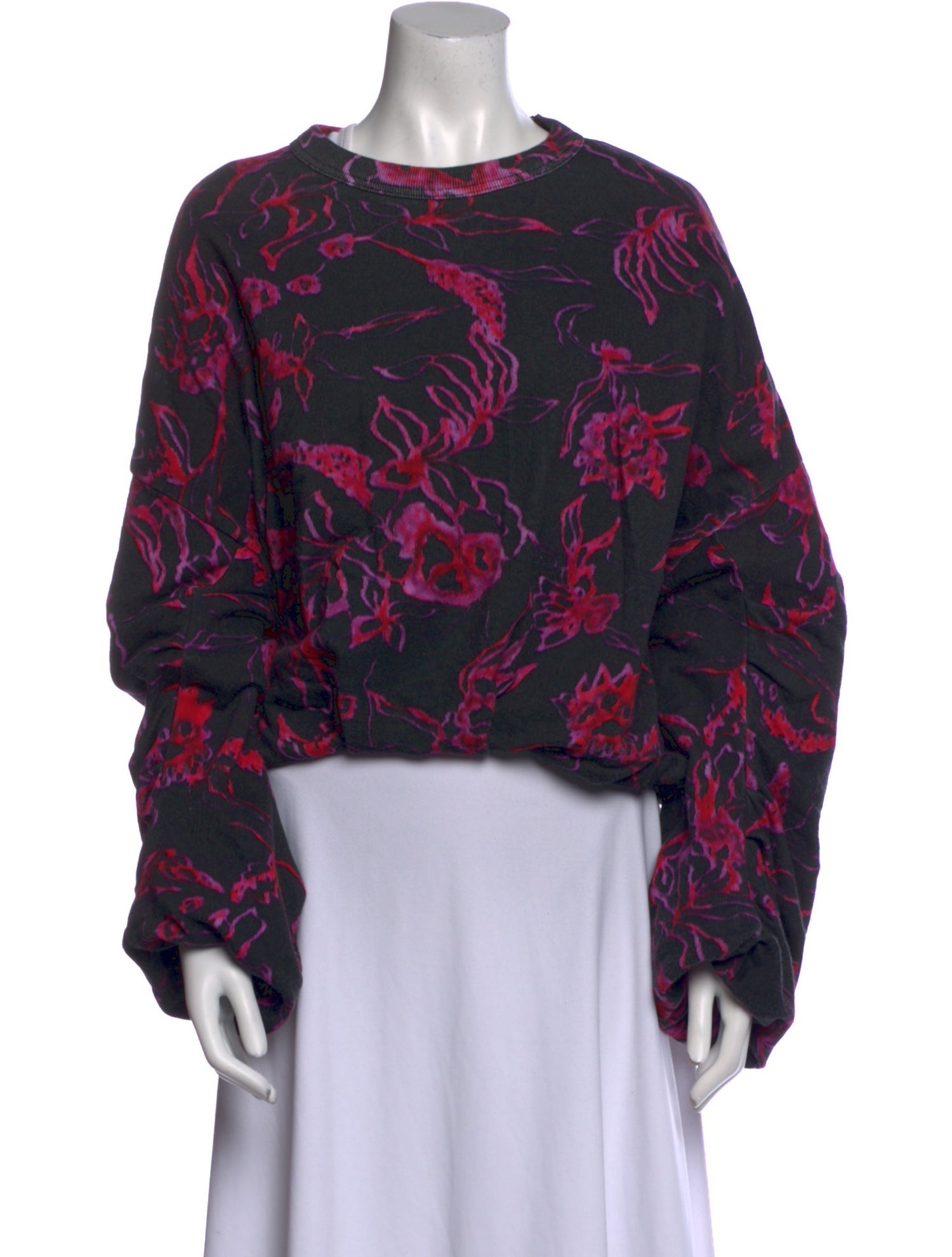 Dries Van Noten Floral Print Bateau Neckline Sweatshirt