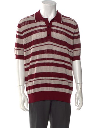 Dries Van Noten Striped Collar Polo Sweater