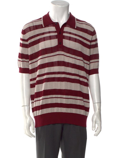 Dries Van Noten Striped Collar Polo Sweater