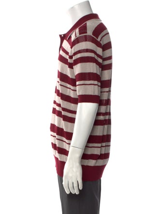 Dries Van Noten Striped Collar Polo Sweater