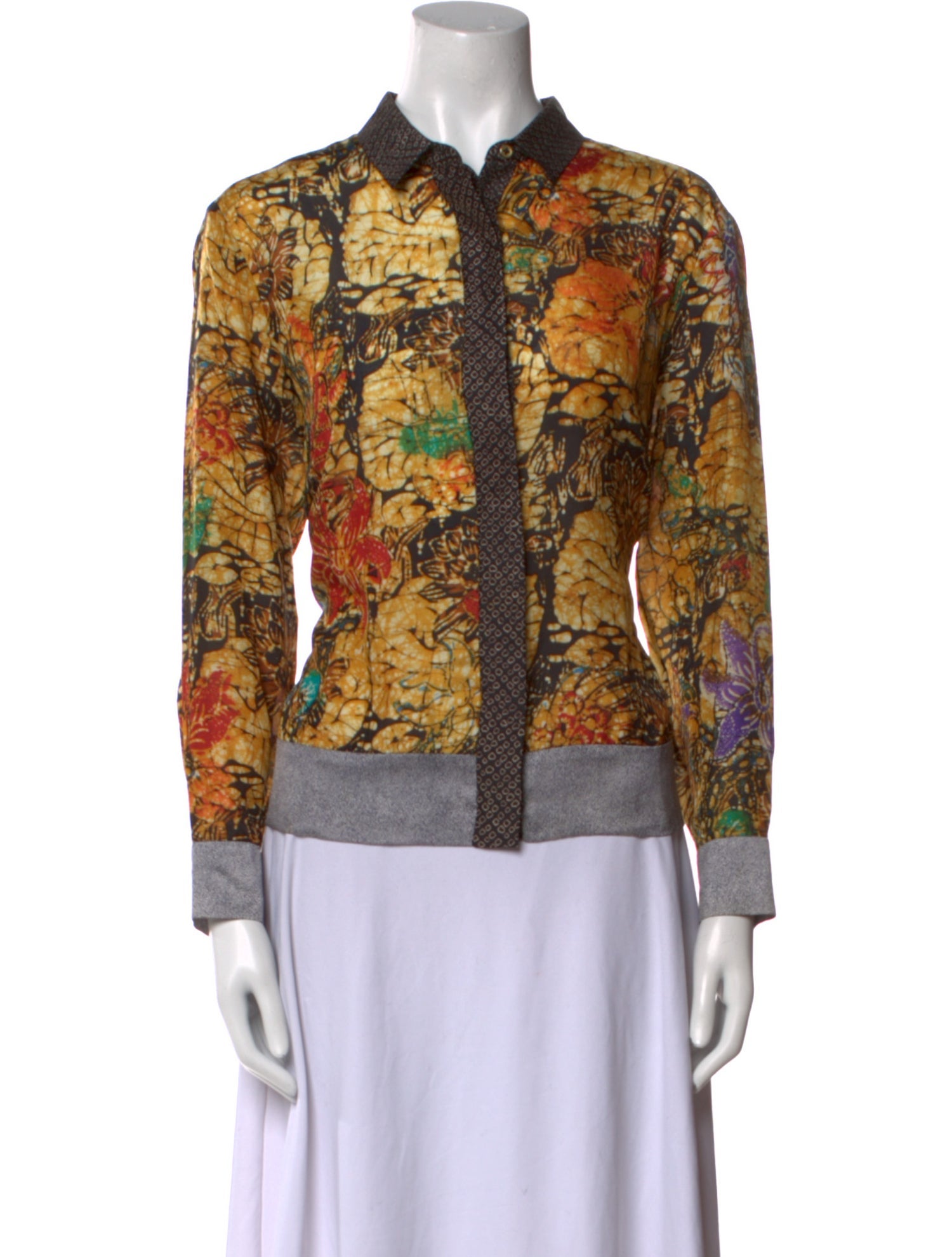 Dries Van Noten Silk Printed Button-Up Top