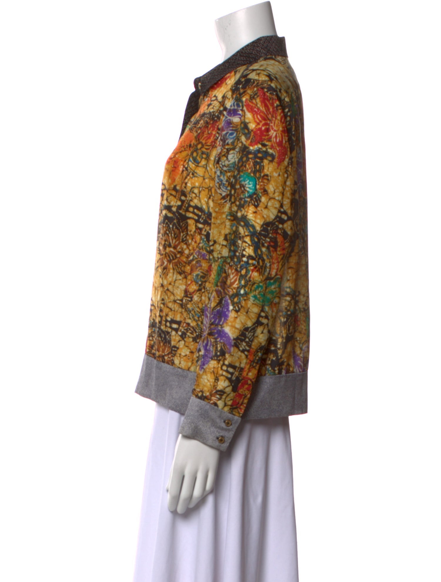 Dries Van Noten Silk Printed Button-Up Top