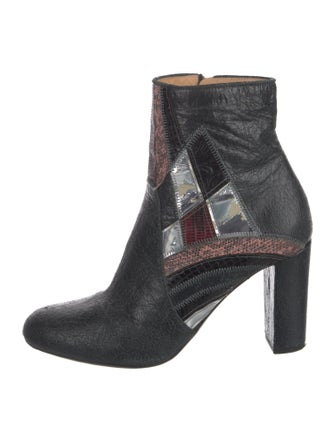 Dries Van Noten Leather Animal Print Boots