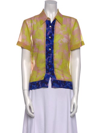 Dries Van Noten Printed Short Sleeve Button-Up Top