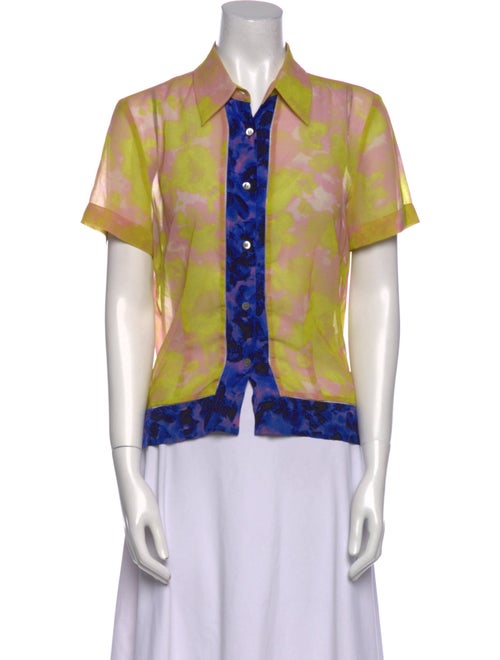 Dries Van Noten Printed Short Sleeve Button-Up Top
