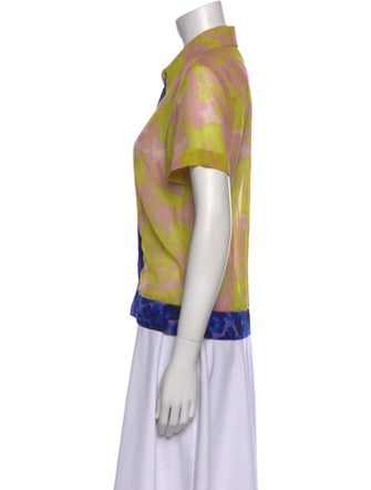 Dries Van Noten Printed Short Sleeve Button-Up Top