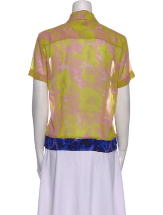 Dries Van Noten Printed Short Sleeve Button-Up Top