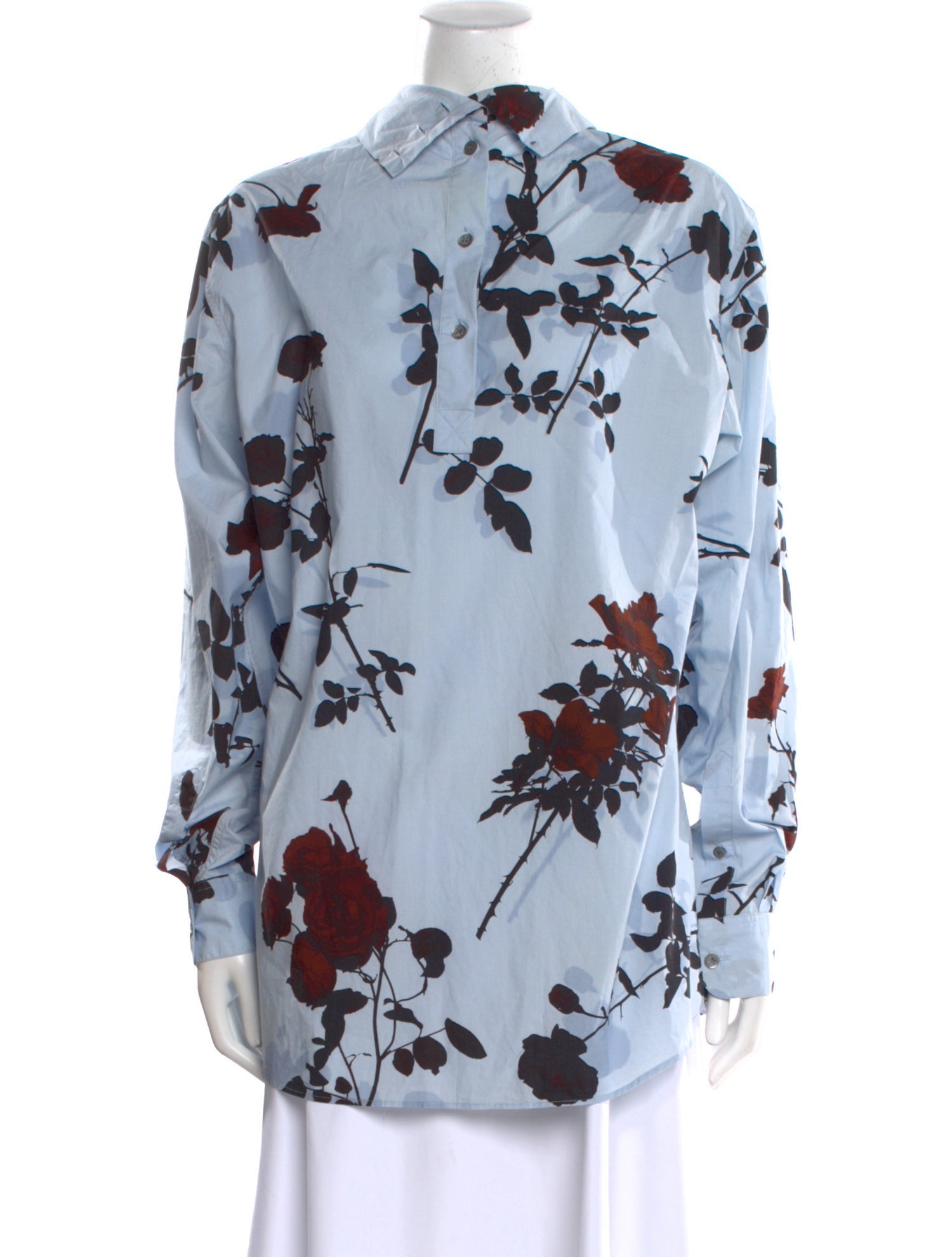 Dries Van Noten Floral Print Mock Neck Sweatshirt