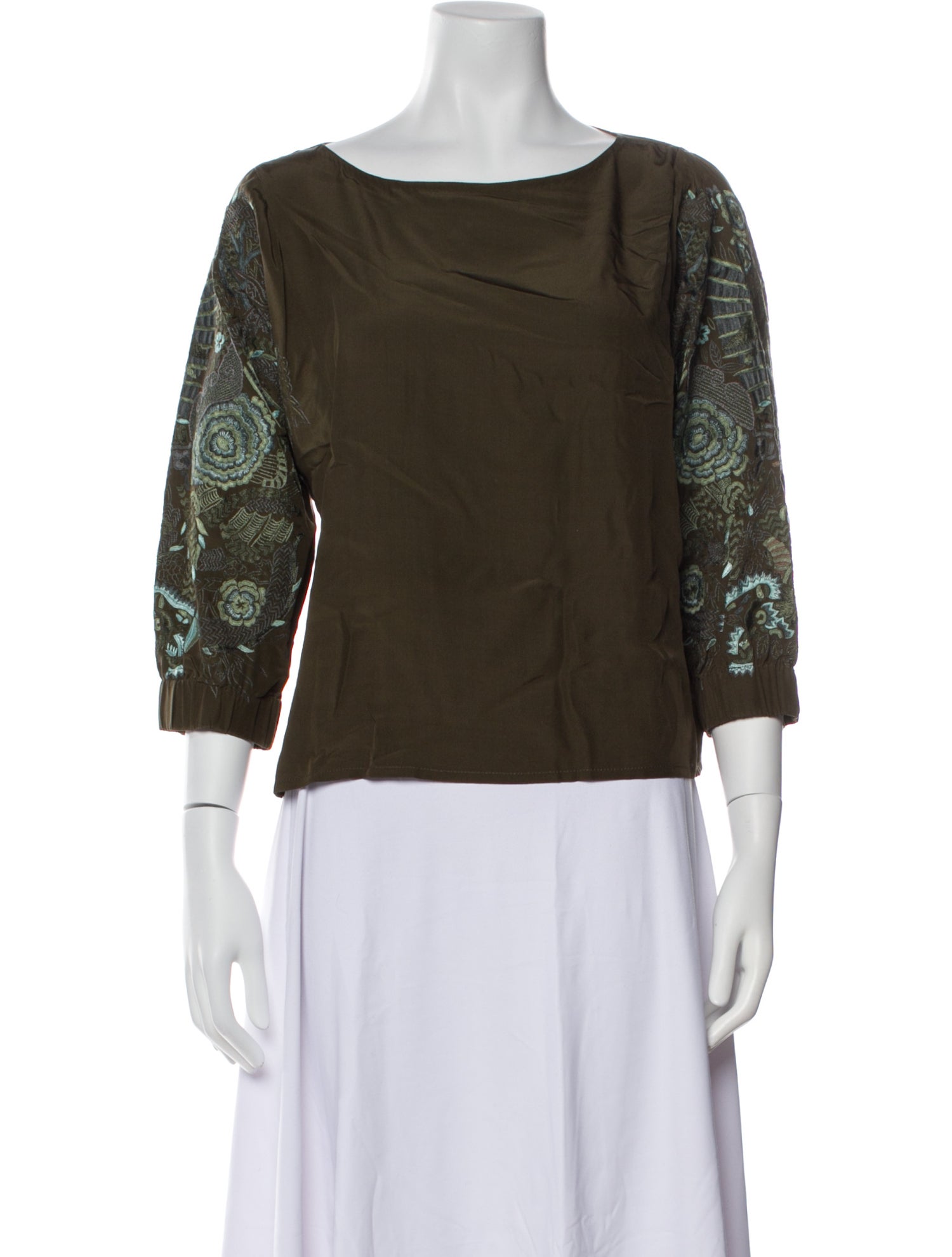 Dries Van Noten Silk Bateau Neckline Blouse