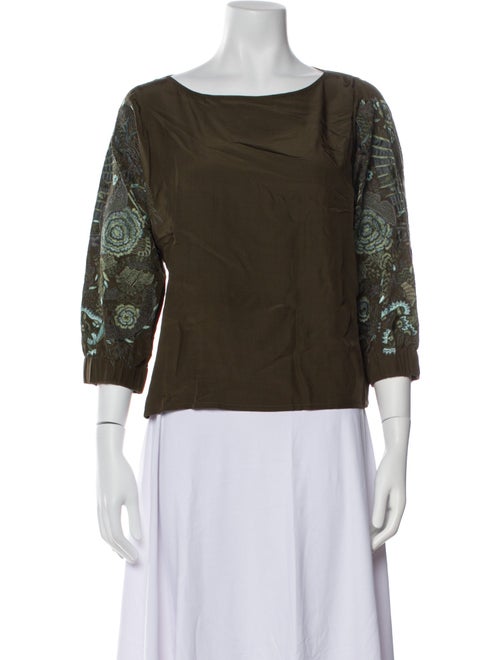 Dries Van Noten Silk Bateau Neckline Blouse