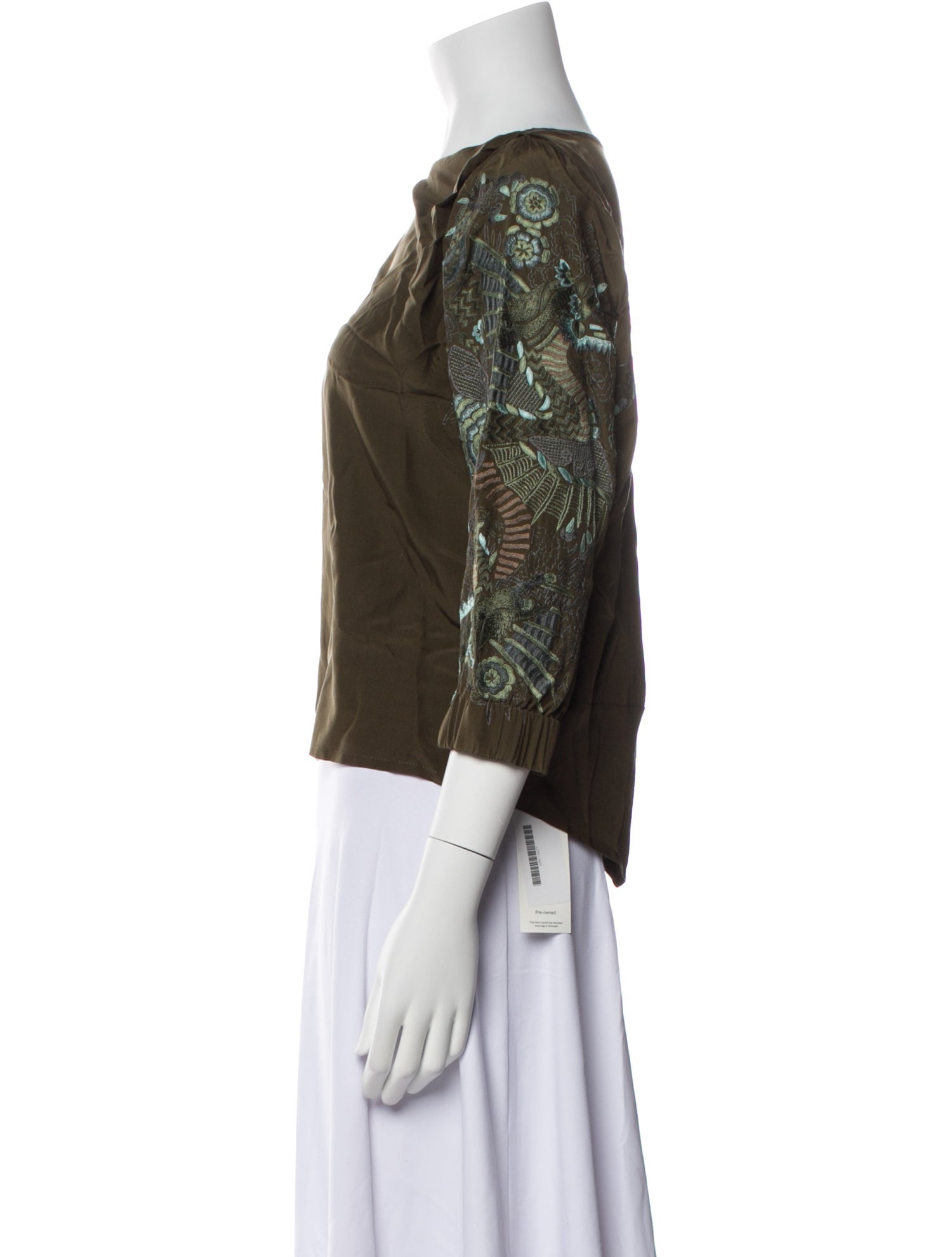 Dries Van Noten Silk Bateau Neckline Blouse