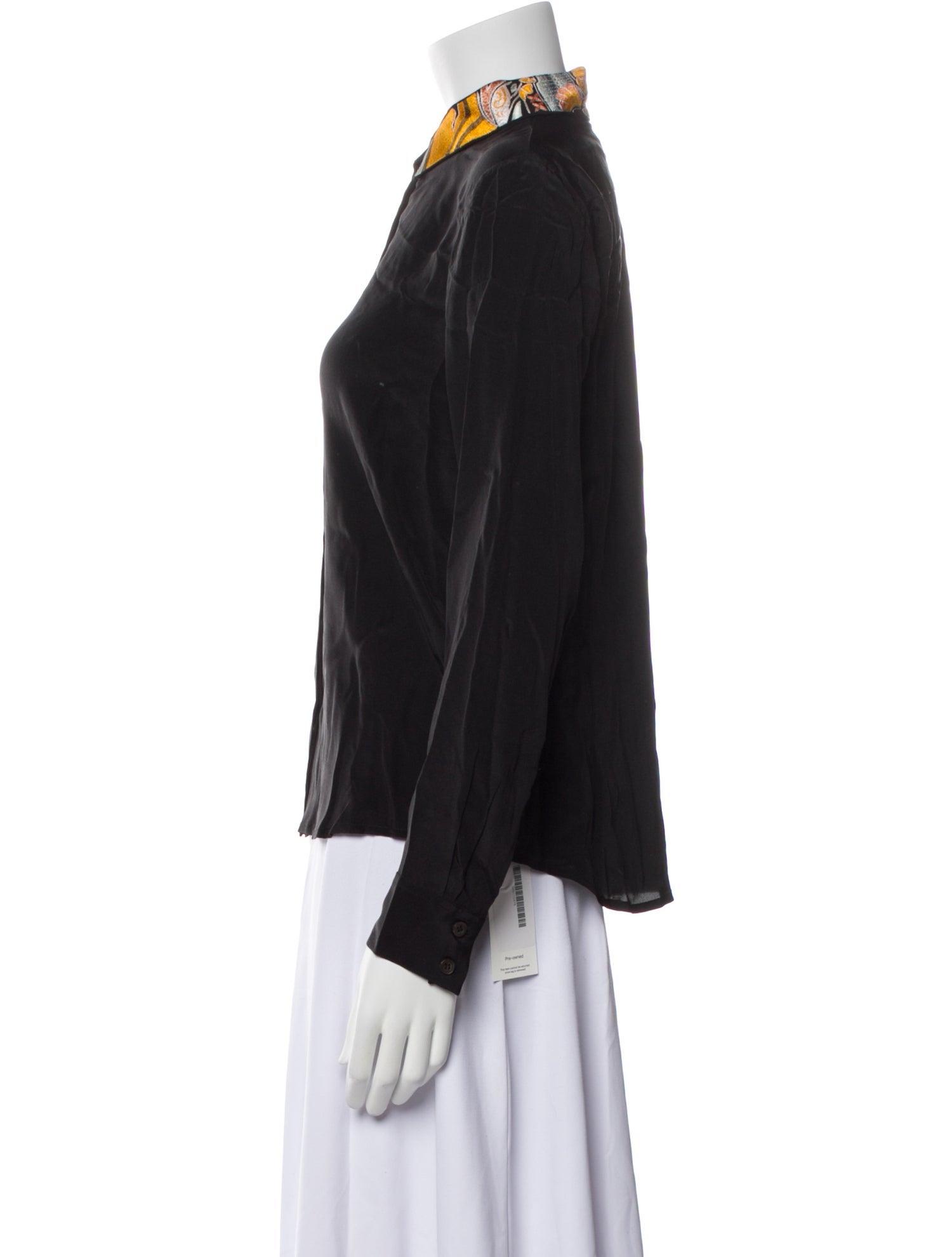 Dries Van Noten Silk Long Sleeve Button-Up Top