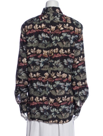 Dries Van Noten Floral Print Long Sleeve Button-Up Top