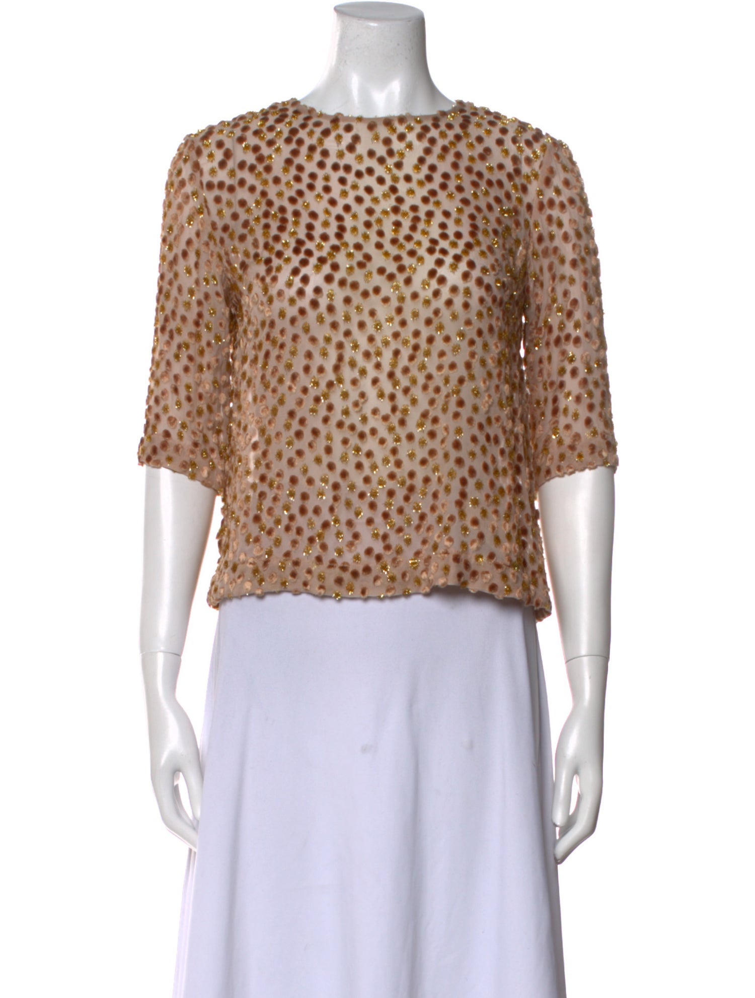 Dries Van Noten Polka Dot Print Bateau Neckline Blouse