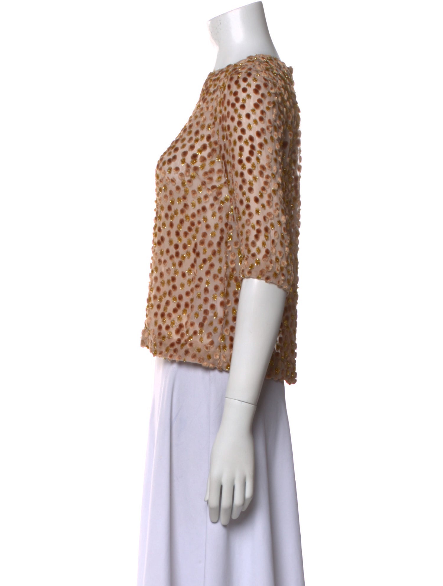 Dries Van Noten Polka Dot Print Bateau Neckline Blouse