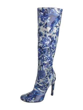 Dries Van Noten Patent Leather Floral Print Boots