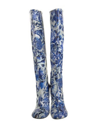Dries Van Noten Patent Leather Floral Print Boots