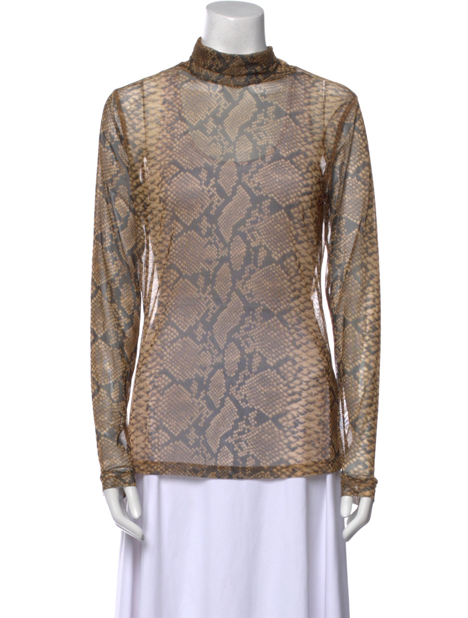 Dries Van Noten Animal Print Mock Neck Top