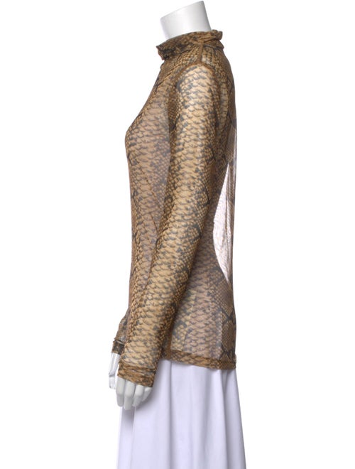 Dries Van Noten Animal Print Mock Neck Top