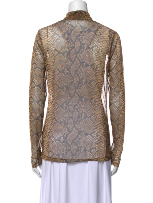Dries Van Noten Animal Print Mock Neck Top