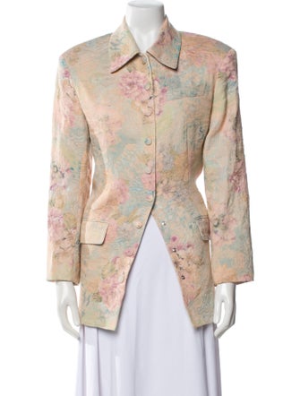 Dries Van Noten Linen Floral Print Blazer