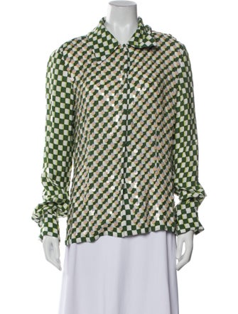 Dries Van Noten Silk Plaid Print Jacket