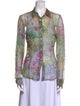 Dries Van Noten Printed Long Sleeve Button-Up Top