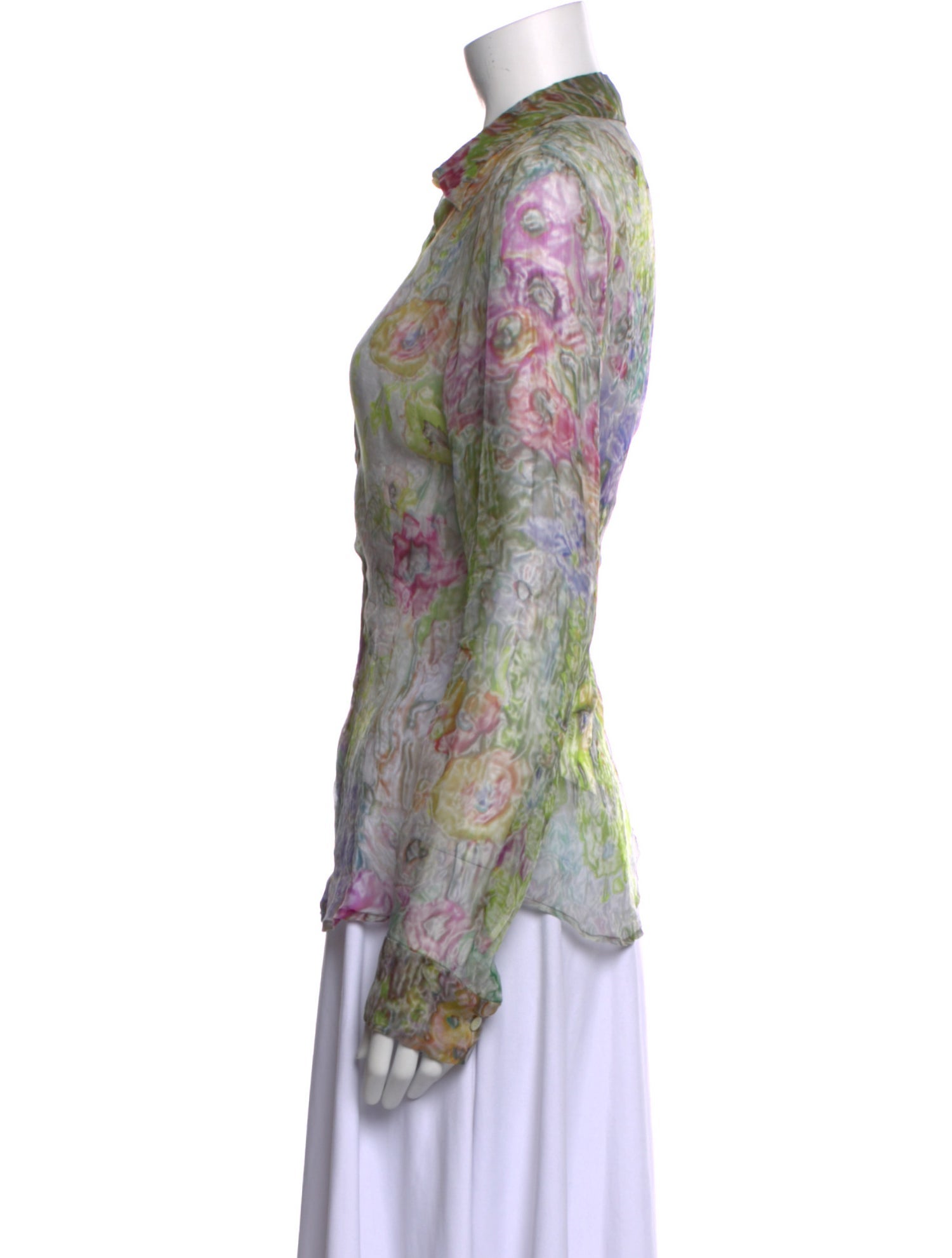 Dries Van Noten Printed Long Sleeve Button-Up Top