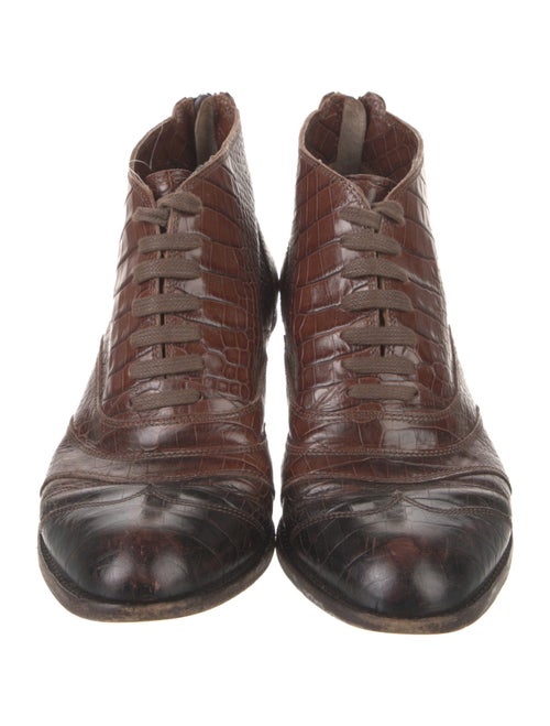 Dries Van Noten Crocodile Animal Print Lace-Up Boots