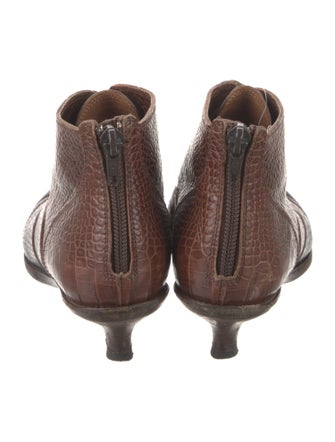 Dries Van Noten Crocodile Animal Print Lace-Up Boots