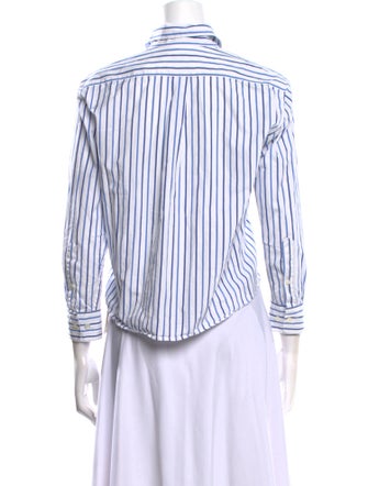 Dries Van Noten Striped Three-Quarter Sleeve Button-Up Top