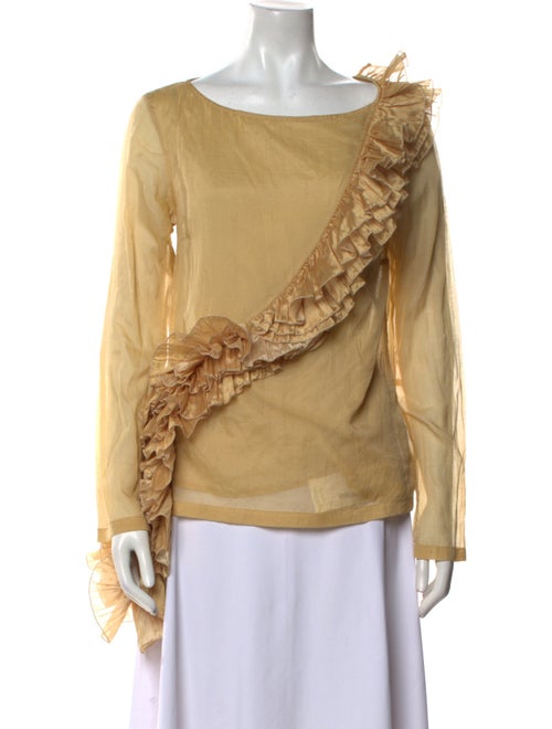 Dries Van Noten Scoop Neck Long Sleeve Blouse