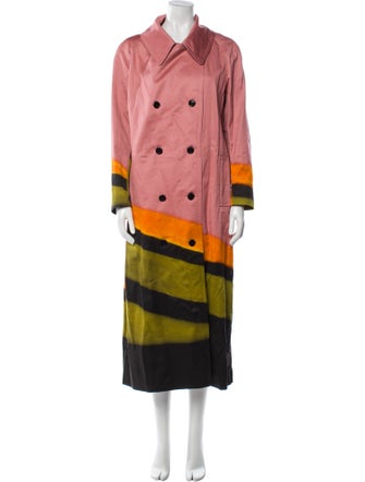 Dries Van Noten Colorblock Pattern Trench Coat