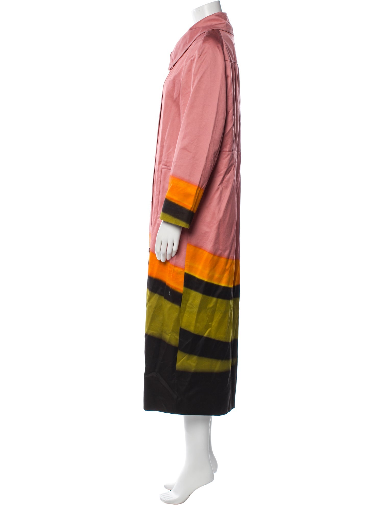 Dries Van Noten Colorblock Pattern Trench Coat